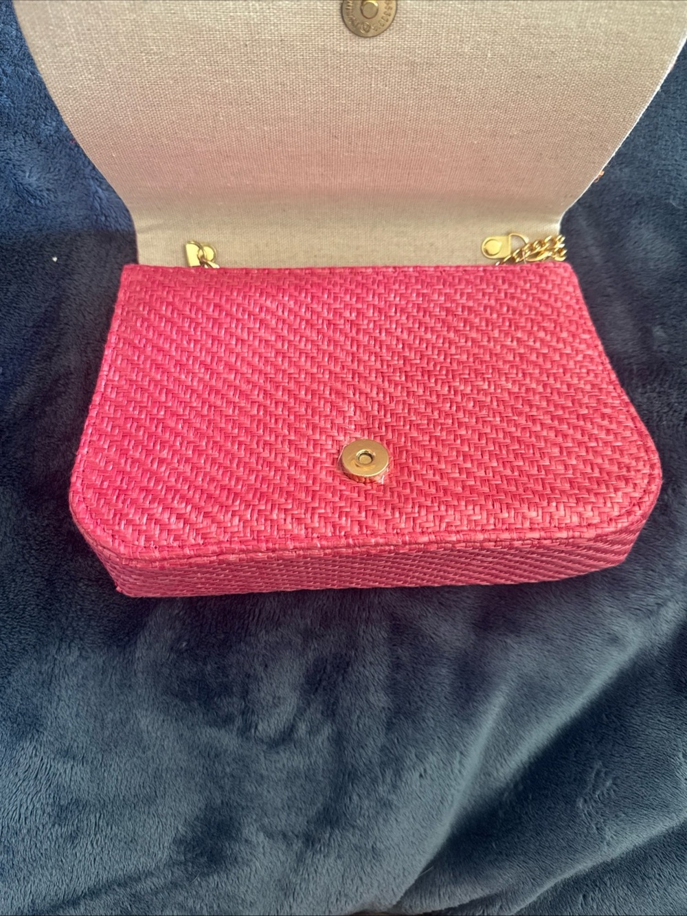 New Haute Hippie Straw Flowers Bamboo Handle Purse Shoulder Crossbody Chain NWT - Picture 10 of 16